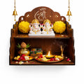 Bindian Wooden Pooja Mandir for Home Wall Mounted | Wooden Table Top God Temple | Pooja Stand for Home | Puja Mandir | Puja Unit for House | Temple for Office (Temple 5)