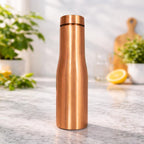 JAIPUR ACE Hammered Pure Copper Water Bottle with Glass Set | 100% Copper Bottle Set | Leak Proof, Ayurvedic Health Benefits, Premium Design Gift Set for Home, Office, Gifting (Plain Copper bottle)