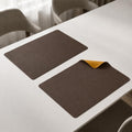The Table Tales Premium Double-Sided PU Leather Placemat Set of 2 | Reversible Waterproof Heat Resistant Table Mats | Kitchen Dining Accessories | 45 x 30 cm (Brown & Turmeric) Kafalo