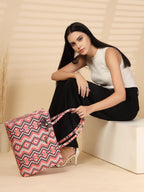 ENSAC Ethnic Tote Bag for Women & Girls | Large Canvas Shoulder Bag, Stylish Designer Handbag, Ethnic Pattern, Spacious, Lightweight, Perfect for Office, College & Shopping