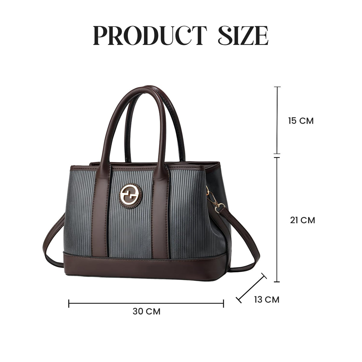 SYGA Women's Handbag | Tote Bag with Dual Tone Ribbed Texture | Elegant Shoulder Bag for Office & Casual Use(Gray)