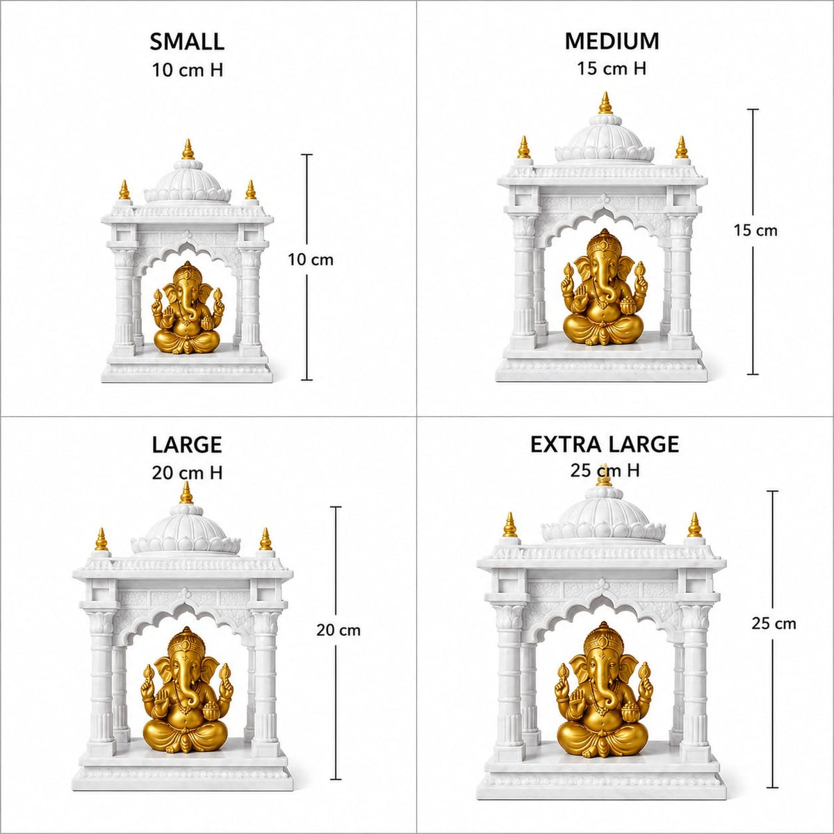 Premium Ganesh Mandir for Home | 3D Printed Temple with Idol (Marble, Large)