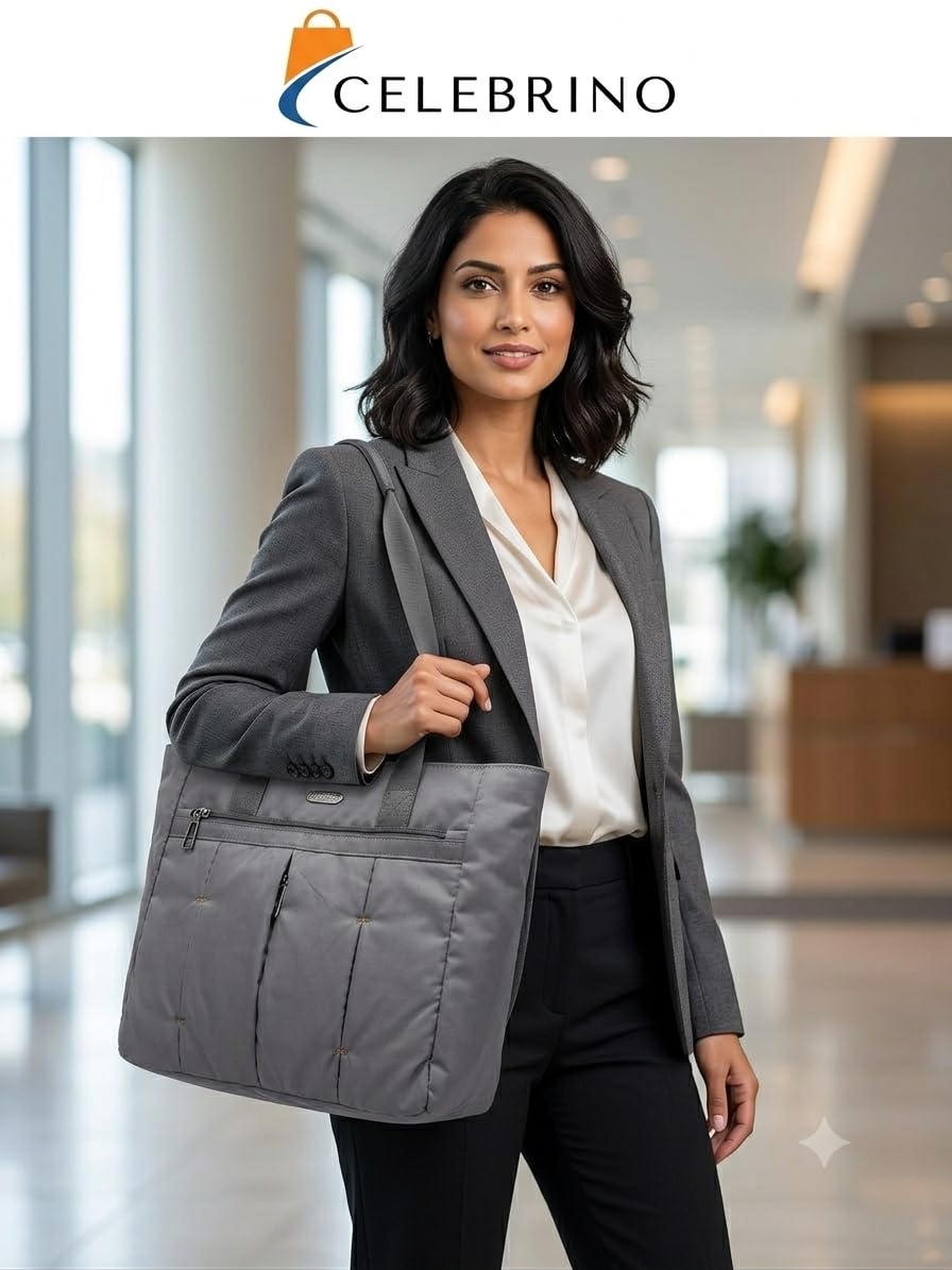 CELEBRINO Spacious Tote Handbag for Women | Nylon Hand Bags with Multiple Zip Compartments | Waterproof Large Shoulder Bag for Office, College, Travel & Shopping | Multi Pocket Zipper Handbags