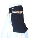 AL RIDHA Women's Babussalam Fabric Fashion Nosepiece One‑Layer Half Hijab Pendant Design Saudi Niqab for Muslim Women and Girls, Black (Diamond Drop Pendant)