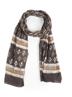 RAI SAHAB Women's Cotton Hand Block Printed Casual Stoles/Scarf(ST-84BLK10)