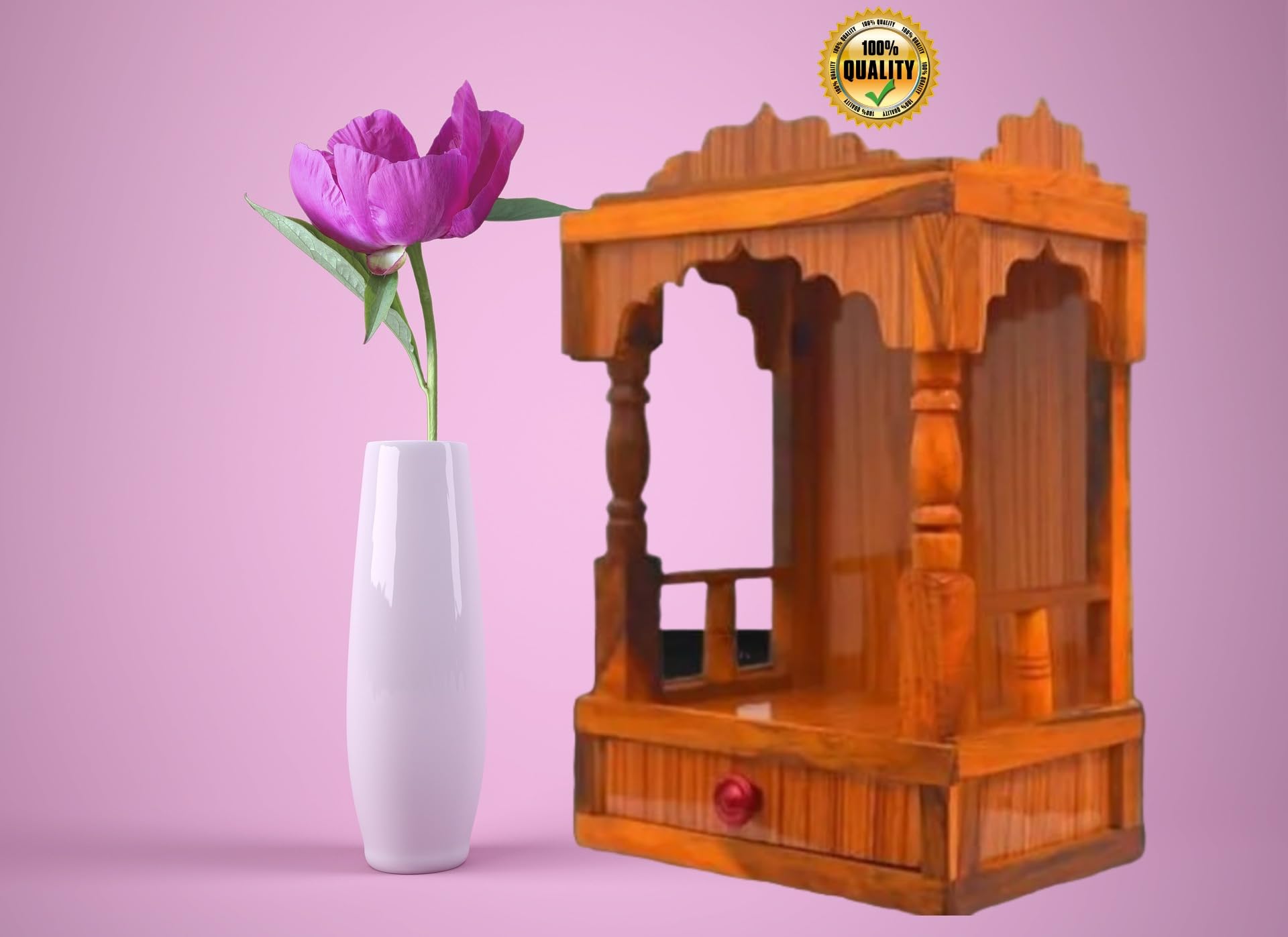 S.S. Enterprises Fancy and Unique Wooden Temple, Beautiful Plywood Mandir, Pooja Room Home Decor, Office or Home Temple, 45H x 22W x 32D cm (Weight 1900)