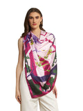 Ravaiyaa - Attitude is everything Women Silk Digital Print Large Square Scarf Breathable Lightweight Neckerchief Printed Headscarf 40 x 40 Inch (Purple Monkey)