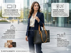PAVILONN Tote Bag for Women PU Leather Handbag Ladies Shoulder Purse Office Shopping Travel Carryall Large Capacity Fashion Daily Use Girls Tote Bag (BLACK)