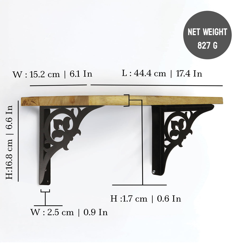Spillbox wooden Pooja Home Temple|White Metal Shelf |Wall Mountable|Easy Screw Assembly|Home Temple for Puja Room |Pooja Stand | Mandir-SINGLE FLORAL (Black Small)