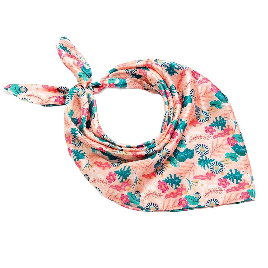 Hair Drama Co. Abstarct Floral Print Bandana Head Scarf for Women | Silk Satin Head Wrap Bandana Scarves | Boho Style Statement Headband Stylish Design | All Day Wear Scarves | Hair Scarf Accessories
