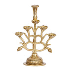 Artvarko™ Peacock Bird Design 5 Oil Wick Brass Diya Aarti Diya with Handle Decorative Puja Accessory, Camphor Burner lamp Aarti for Navratra, Diwali Gifts Home Decor 8.5 Inches.