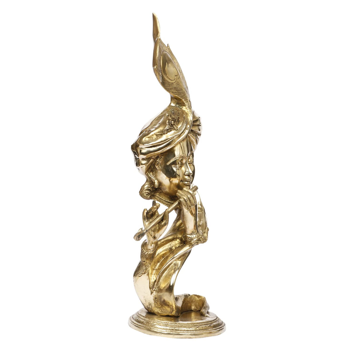 ARTVARKO Pure Brass Lord Krishna Playing Flute Krishan Home Gallery Décor Idol Pooja Murti God Marriage Gift Height 20 Inch.