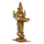ARTVARKO Brass Deep Lakshmi Lady Diya Oil Lamp Standing with Lamps Deeplaxmi Statue Religious Showpiece 6 Inch.