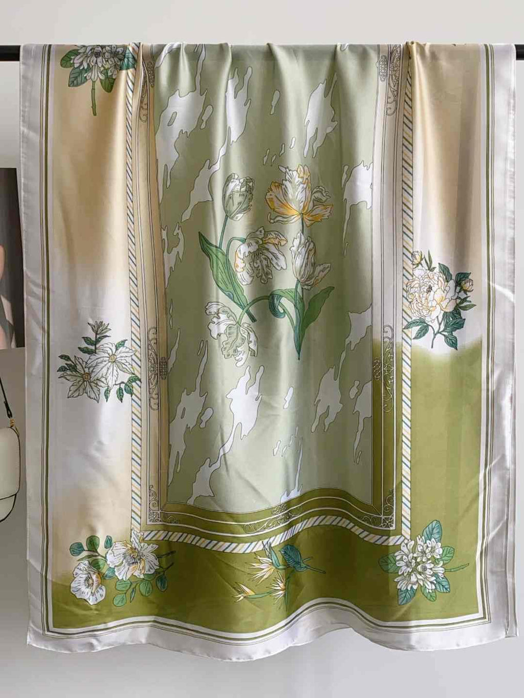 CrossKulture Printed Poly Silken feel Scarf Stole for Women | Stylish, Soft, & Lightweight | Satin Feel Neck, Hair, Head Scarf for Women (Colour_58)