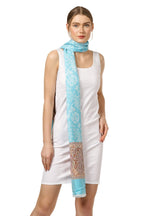 Pashtush Women's Soft Bamboo Scarf, Casual Shawls, Stoles, Wraps (size 70 x 200 cm) (Aqua) (Aqua Blue)
