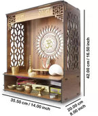Aquatic Craft Pine Home Temple Pooja Mandir, 20 Cm, 42 Cm, Brown
