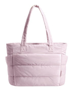 BAGSMART Tote Bag for Women, Lightweight Puffy Tote Bag with Compartments Shoulder Bag Handbag for Travel, Work, Gym, Pink, Standard, Puffy