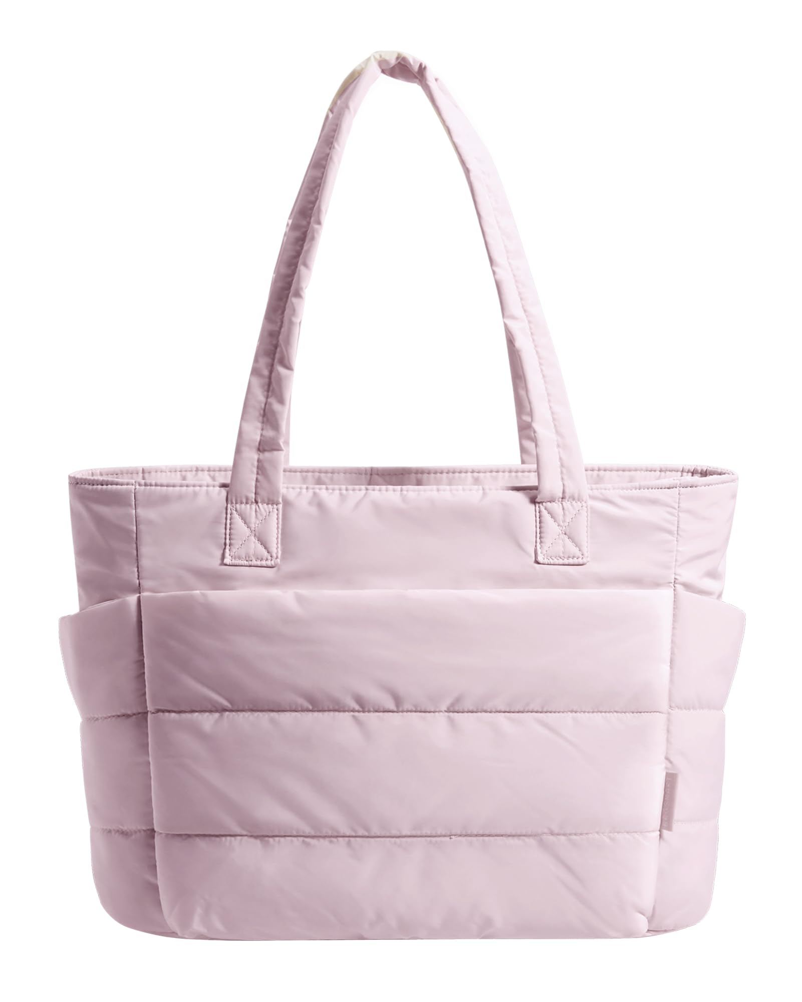 BAGSMART Tote Bag for Women, Lightweight Puffy Tote Bag with Compartments Shoulder Bag Handbag for Travel, Work, Gym, Pink, Standard, Puffy