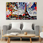 VIBECRAFTS Abstract Art Premium Canvas Five Pieces Painting of Eiffel Tower in Paris For Home|Office|Living Room|Gift (PTVC5Pcs4_8689)