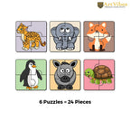 Artvibes Animals Wooden Jigsaw Puzzle Games for Children & Kids | Jigsaw Puzzles for Kids Age 2-5 | 4 Pieces Puzzles | Toddler's Wooden Puzzle (PZ_502NN), Set of 6