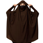 Bashariya Women’s Long Prayer Khimar Hijab with Mouth Piece – Full Coverage Islamic Modest Wear (Brown