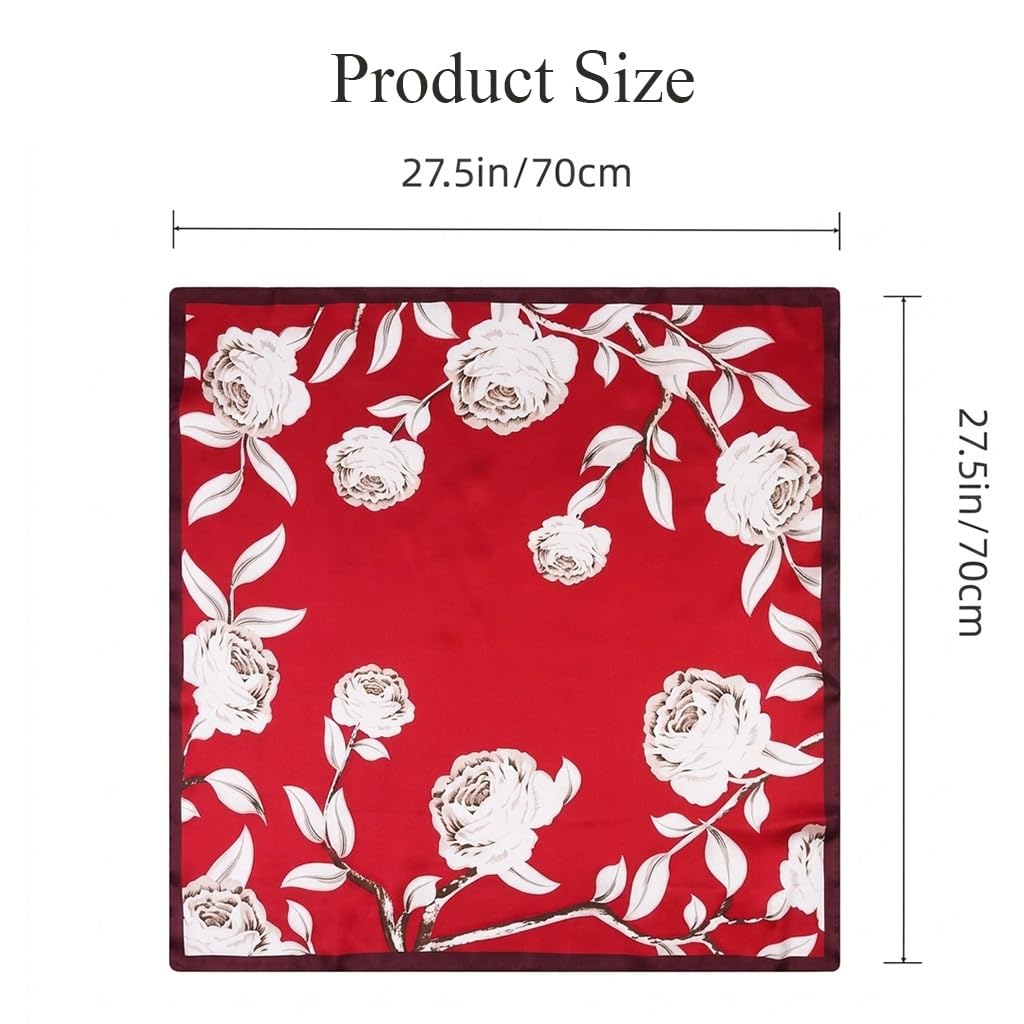ZIRANYU® Satin Square Silk Scarf, Stylish Head Scarf & Bandanas for Women