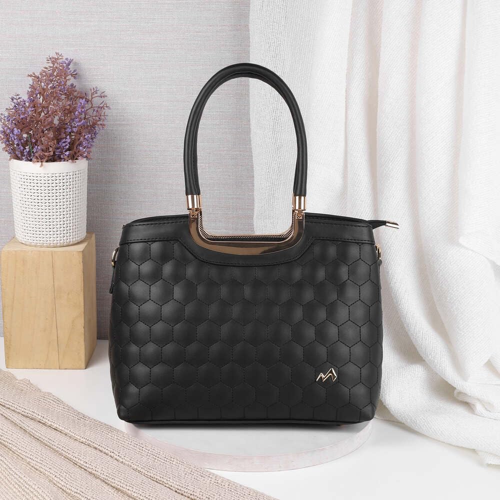 Metro Womens Black Synthetic Leather Tote Bag (66-7654)