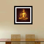 VIBECRAFTS Premium Wall Frame Painting of Lord Buddha Doing Meditation Digital Reprint Posters with Synthetic Wooden Frame Home, Office Decorative Gift Item(12 inch x 12 inch)(PFVC1Pcs4_701)