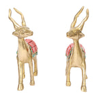 ARTVARKO Brass Decorative Animal Deer Dear Sitting Figurine Statue Pair Showpiece Vastu and Return Gift