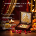 House Of Wemy Gold Plated Lord Ganesh ji Pocket Temple for Pooja Room | Sri Ganesha Divine Pooja Boxes with Photo Frame & Charan Paduka | Diwali Gifting & Home Decor - (Medium) 4.5 Inch - Pack of 1