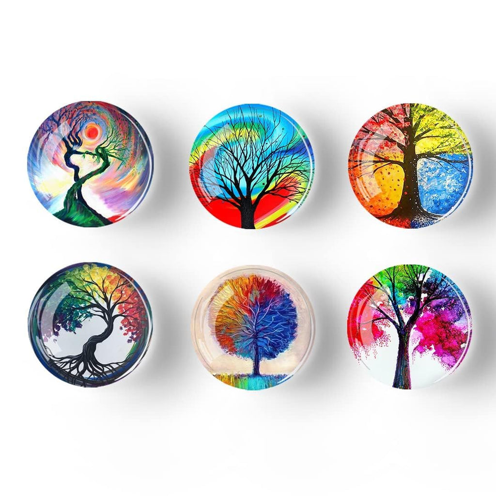 TYAGY Decorative Glass Magnets Set for Refrigerator, Crystal Life Tree Design, Strong Magnetic Stickers for Kitchen, Office, Whiteboard, Pack of 12 Pcs (Fridge Crystal D01)
