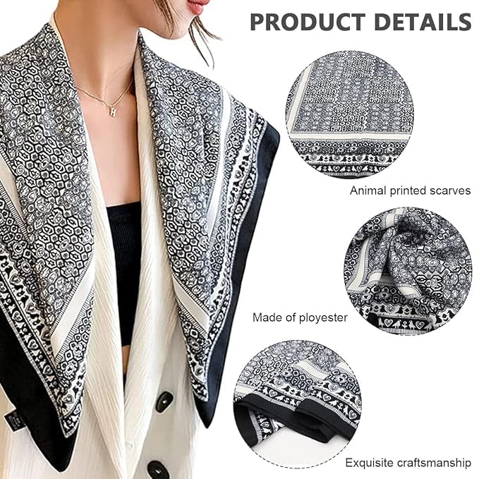 ULOS Women's Printed Shiny Dubai Style Luxury Floral Pattern Satin Head Scarf - Neck Scarf (Square)