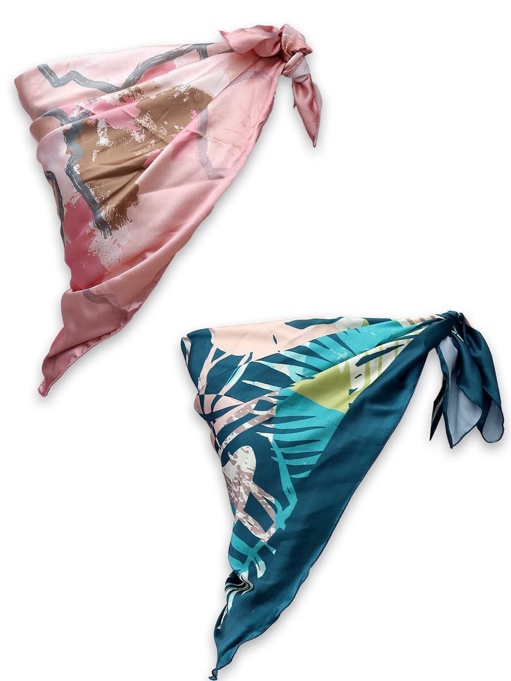 leeza store Female's Turquoise & Baby Pink Polyester Satin Silk Square Digital Printed Scarf ||Dupatta ||Stole ||Beach Wear ||Fashion Accesorries ||Bandana ||Head Scarf ||Hair Wrap