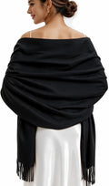 Black Pashmina Wrap, Ciormis Ladies Warm Fall Winter Pashmina Cashmere Scarves and Shawls Formal for Evening Party (Black)