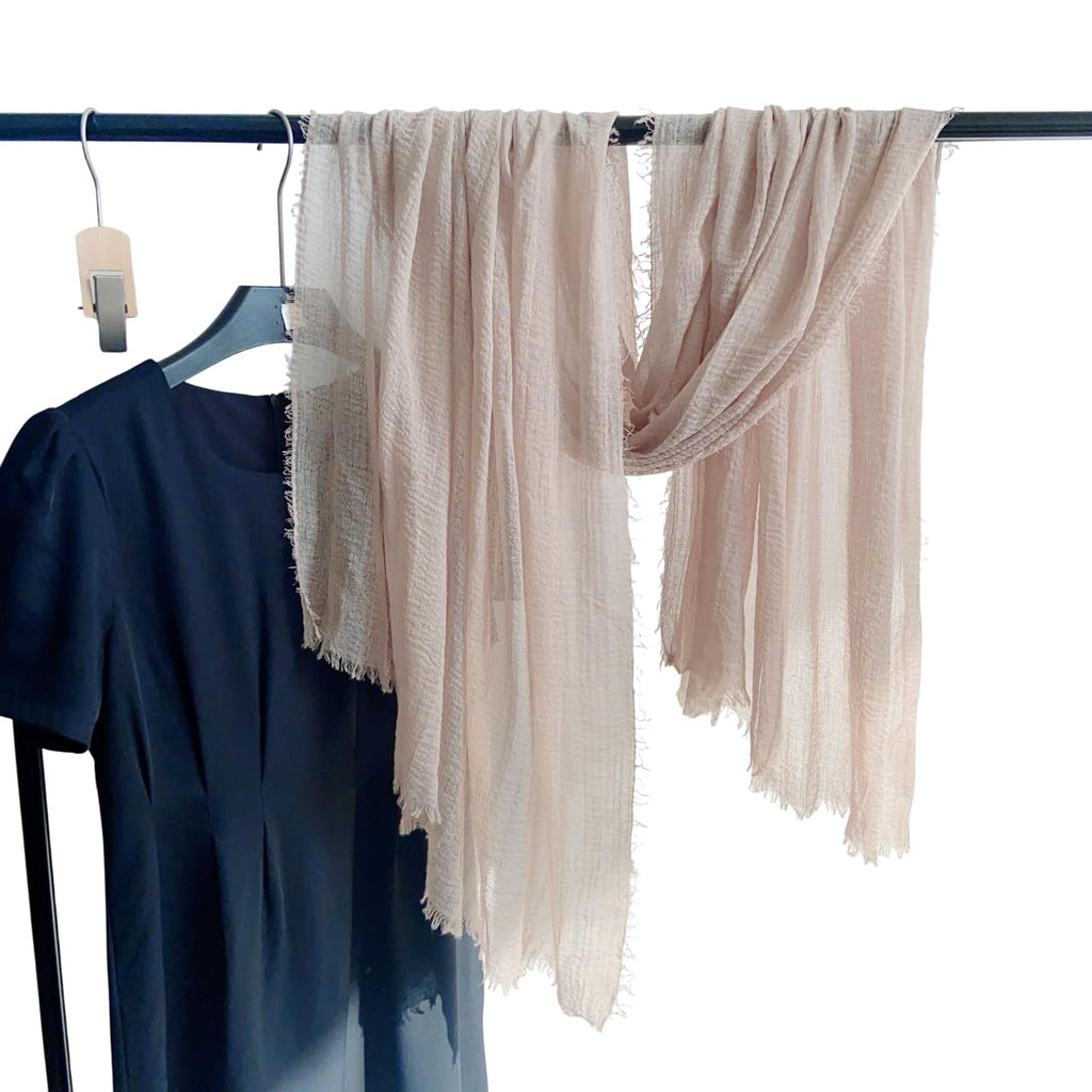 CrossKulture Crinkled PolyCotton Scarf for Women - 180 x 90 cm Stole for Women | PolyCotton Scarf for Summers, Head Cover for Women | Lightweight Scarf for Women | Women Accessory (Beige)