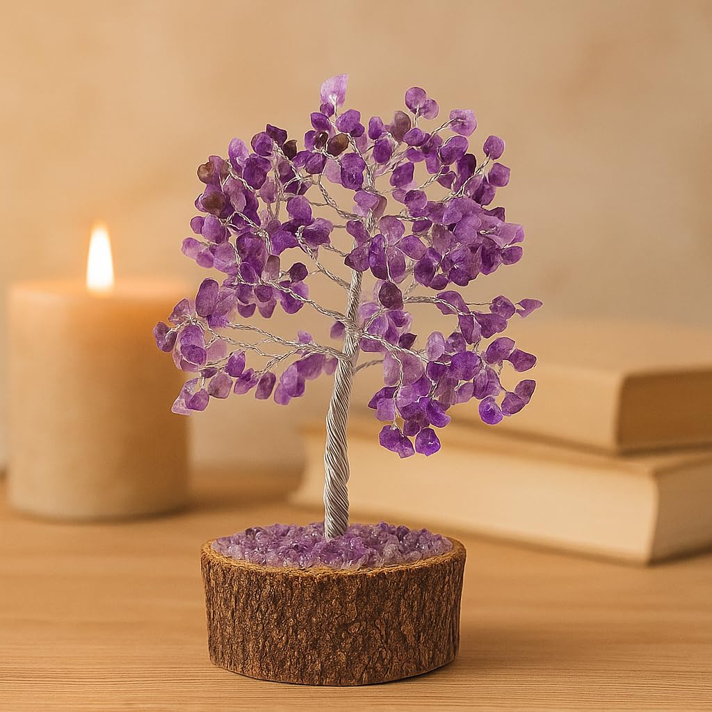 Whitewhale Amethyst Stone Tree Reiki Healing Crystal Gems Spiritual Feng Shui Vastu Table Decor