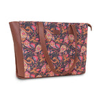 ZOUK Paisley Printed Jute Handcrafted Vegan Leather Women's Pink Structured Tote Bag