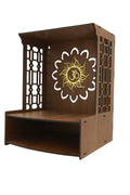 WIZZARTPRINTS Beautiful Wooden Pooja Stand for Home Mandir with LED Spot Light | Wall Mounted Temple for Home and Office | Compact Wooden Puja Mandir Desing 1