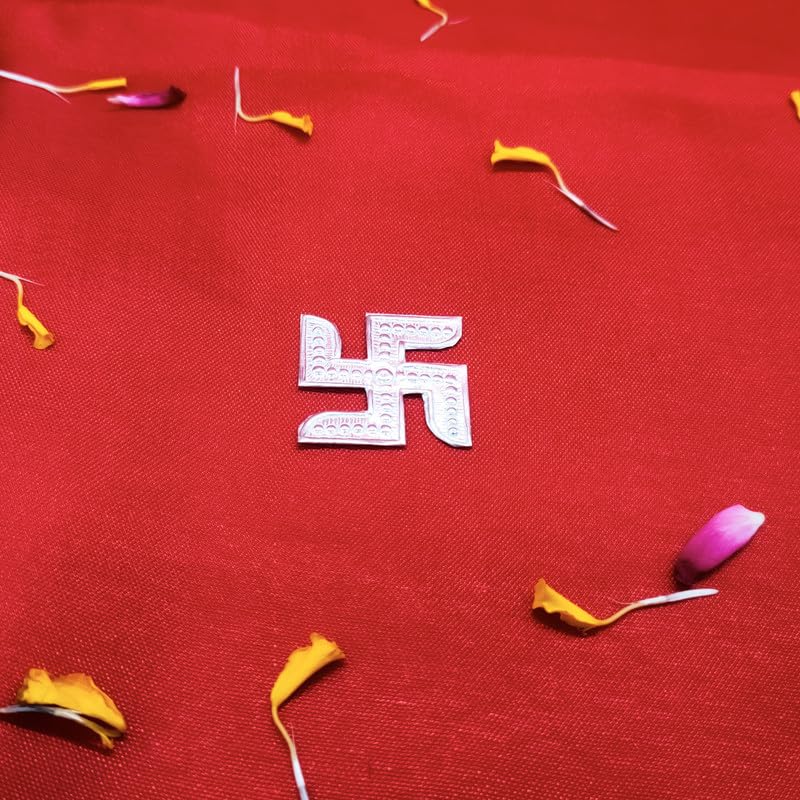 DOKCHAN Silver Swastik - Lucky and Decorative Item for House and Work, Signifying Wealth and Fortune (Size : L-2.5cm * W-2.5cm * H-0.1cm | Weight : 1.5gm Approxe)