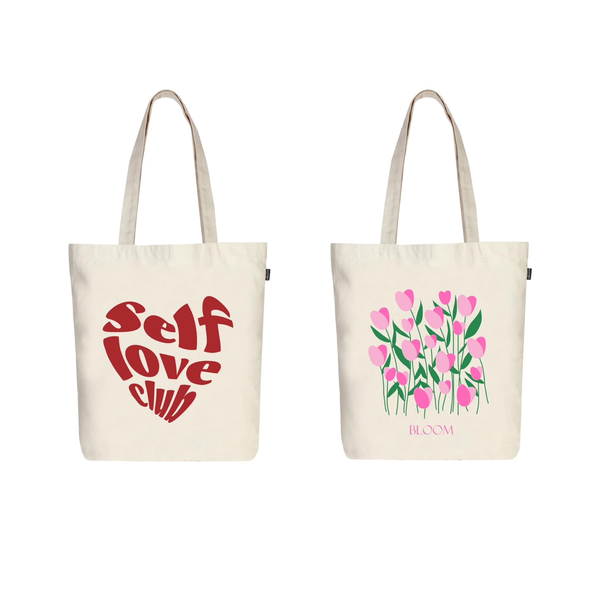Eco Right Canvas Tote Bags for Women with Zip, College Bag for Girls, 100% Organic Cotton Tote Bag for Shopping, Travel & beach bags for women (Pack of 2)