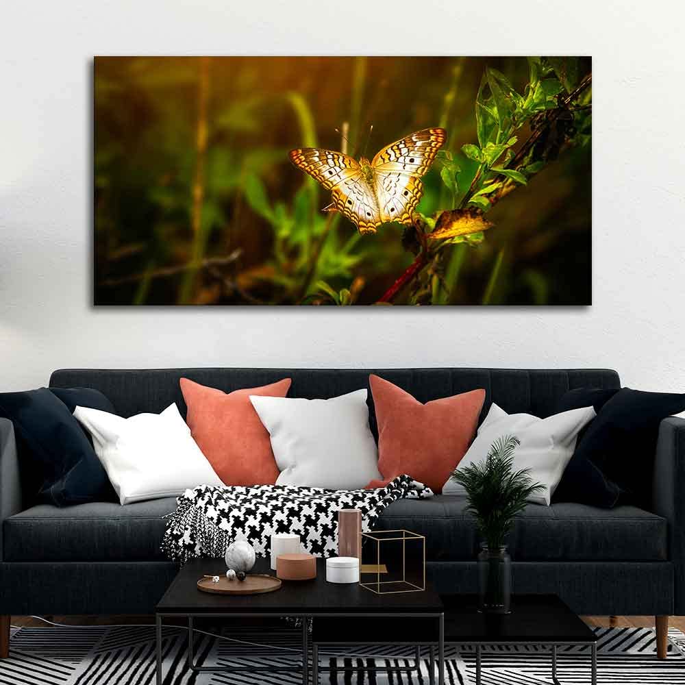 VIBECRAFTS Canvas Paintings for Living Room Drawing Room Beautiful Butterfly in Forest Premium Canvas Wall Painting Fitted With Wooden Frame for Home | Office | Gift (PTVCH_2328)