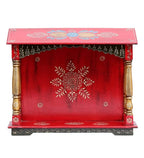CRAFT TREE Multicolour Neem Wood Pooja Mandir Without Door Wooden Furniture for Pooja Room | Pooja Mandap | Solid Wooden Pooja Mandir for Puja Room | Color- Red