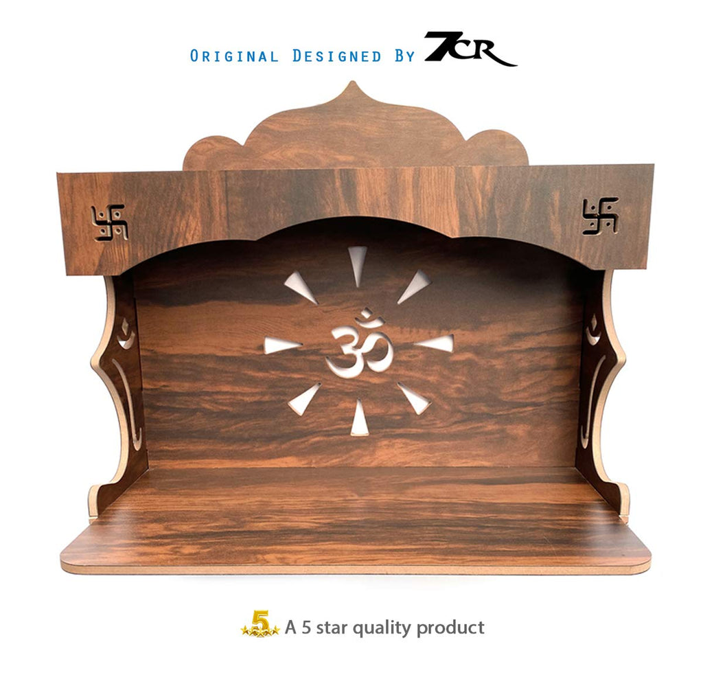 7CR Wood Art and Craft Temple (Brown_28 x 43 x 22 cm)