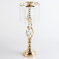 DOYKLI Crystal Flower Candle Holder Stand,Golden Crystal Candle Holder Stand for Table Centerpieces,Table Wedding Flower Vase, Candlesticks Home Decor
