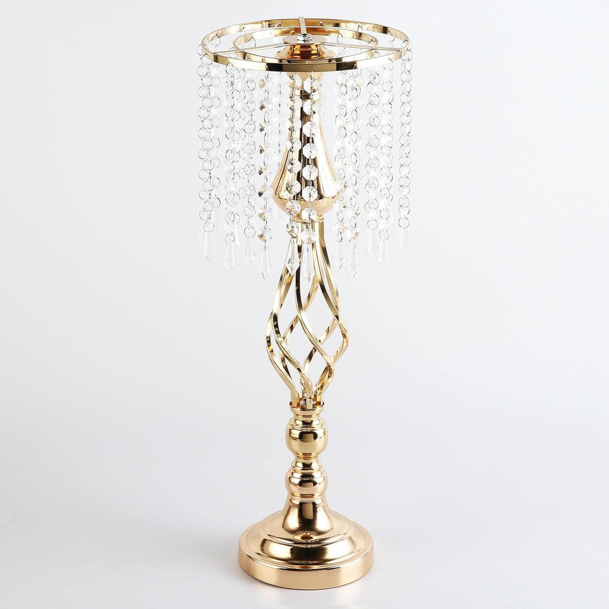 DOYKLI Crystal Flower Candle Holder Stand,Golden Crystal Candle Holder Stand for Table Centerpieces,Table Wedding Flower Vase, Candlesticks Home Decor