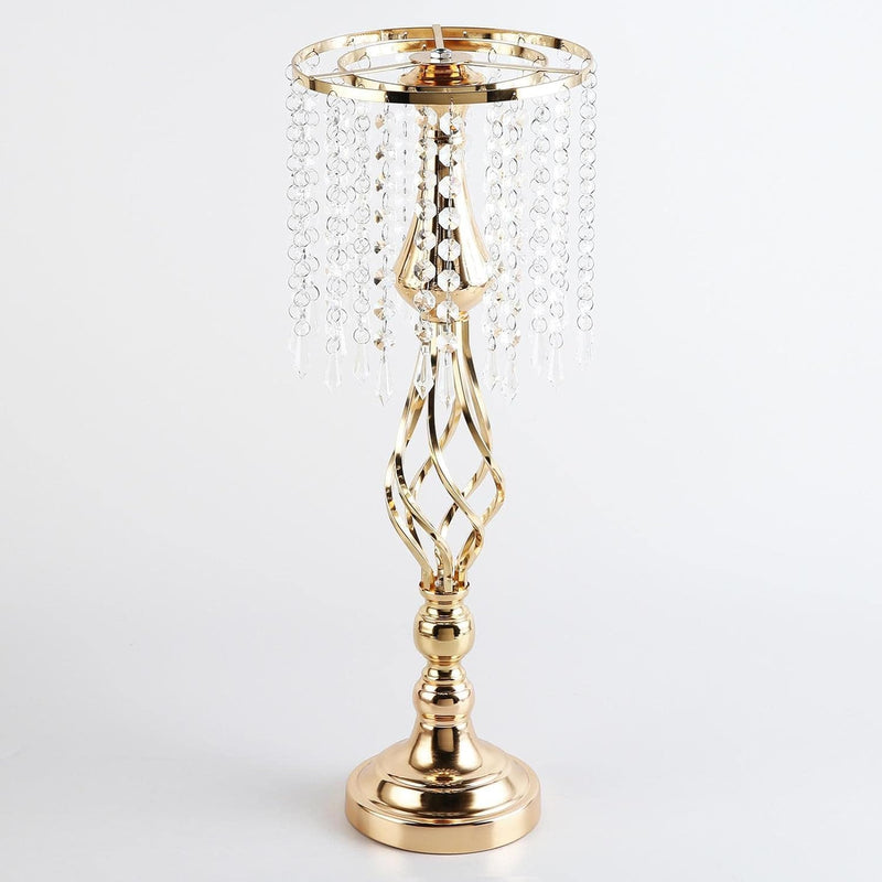 DOYKLI Crystal Flower Candle Holder Stand,Golden Crystal Candle Holder Stand for Table Centerpieces,Table Wedding Flower Vase, Candlesticks Home Decor