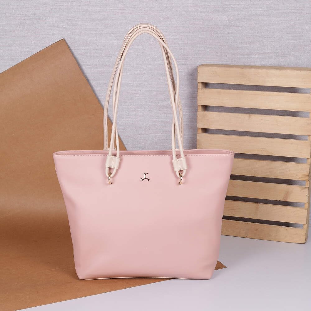 Mochi Women's Pink Fashionable Faux Leather Tote Bag (66-451)