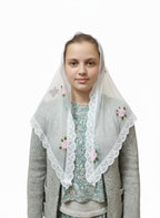 ELITE APRIL Elegant White Triangular Chapel Veil,Big size Church scarf, Christian scarf with wig pin(wig clip)