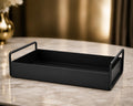 Metal Serving Tray with Handles, Decorative Rectangle Tray for Coffee Table, Breakfast, Tea, Food Serving, Kitchen Countertop, Vanity & Home Décor Organizer