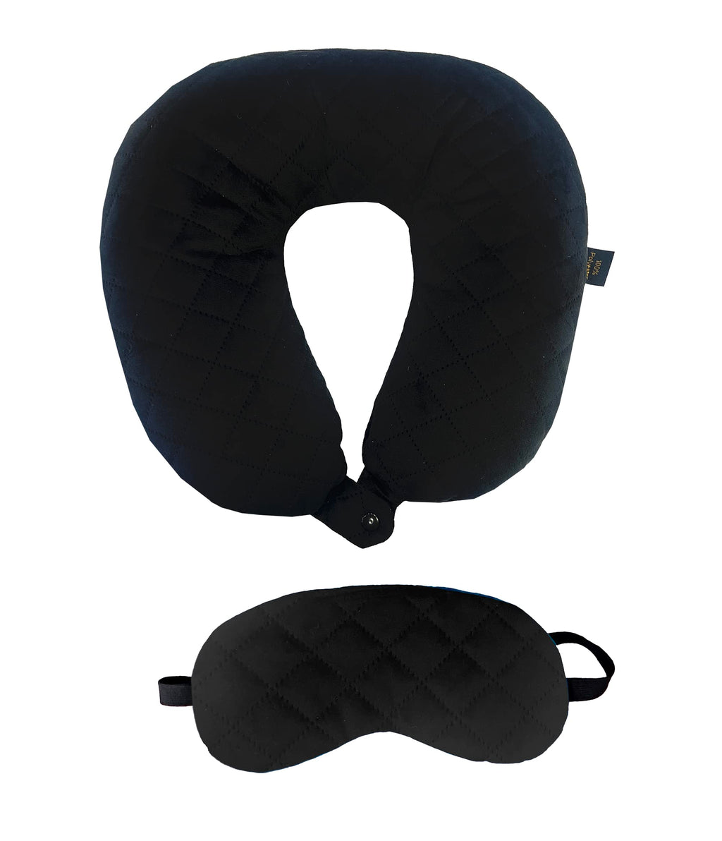 Amfs Store Neck Travel Neck Pillow/Eye mask Ear Buds Neck Rest | Travel in Aeroplane | Car | Train | Bus, for Men and Women set of 3 Pack of 1